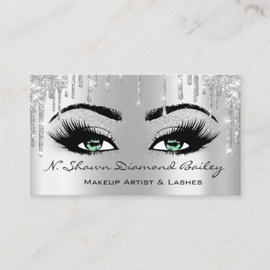 Royal Makeup Artist Lashes Rose Tropfen Green Gray Visitenkarte (Vorderseite)