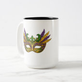 Royal Mardi Gras Crowns and Jewels Pattern Coffee  Zweifarbige Tasse (Vorderseite Links)
