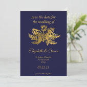 Royal Marineblau elegantes Foto Save the Date (Stehend Vorderseite)