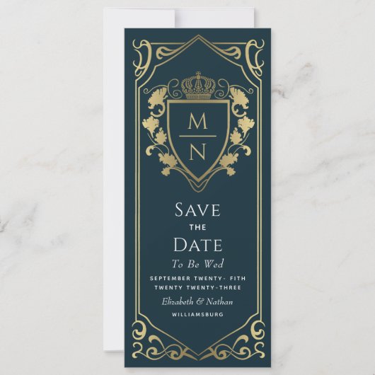 Royal Medieval Fantasy Monogram Save the Date Einladung (Vorderseite)