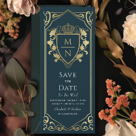 Royal Medieval Fantasy Monogram Save the Date Einladung