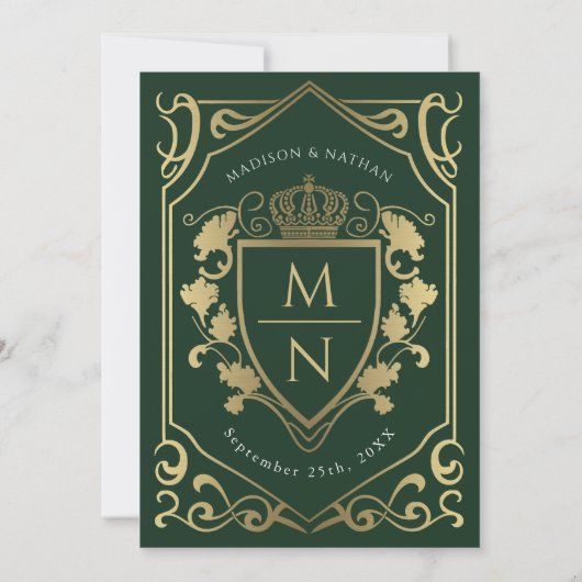 Royal Medieval Fantasy Monogram Wedding Einladung (Rückseite)