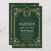 Royal Medieval Fantasy Monogram Wedding Einladung (Vorne/Hinten)