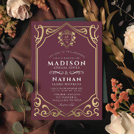 Royal Medieval Fantasy Monogram Wedding Einladung