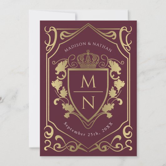 Royal Medieval Fantasy Monogram Wedding Einladung (Rückseite)