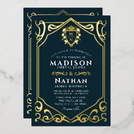 Royal Medieval Fantasy Monogram Wedding Folieneinladung