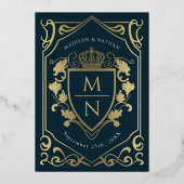 Royal Medieval Fantasy Monogram Wedding Folieneinladung (Rückseite)