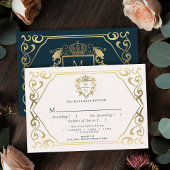 Royal Medieval Fantasy Monogram Wedding RSVP Begleitkarte