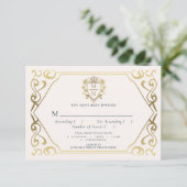 Royal Medieval Fantasy Monogram Wedding RSVP Begleitkarte (Stehend Vorderseite)