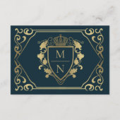 Royal Medieval Fantasy Monogram Wedding RSVP Begleitkarte (Rückseite)