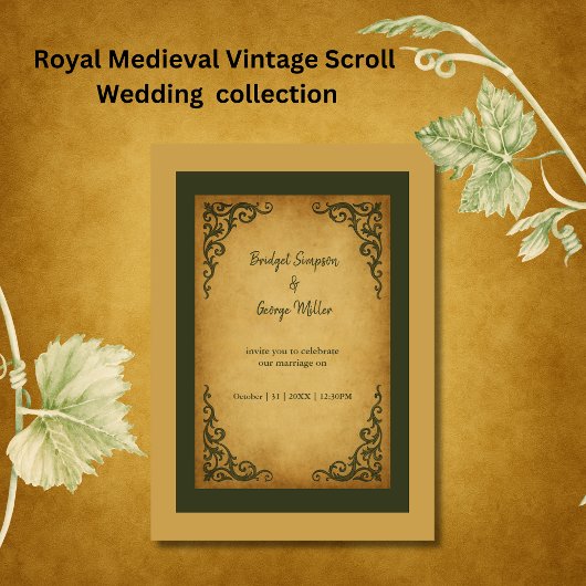 Royal Medieval Vintag Scroll Wedding Einladung