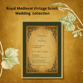 Royal Medieval Vintag Scroll Wedding Einladung