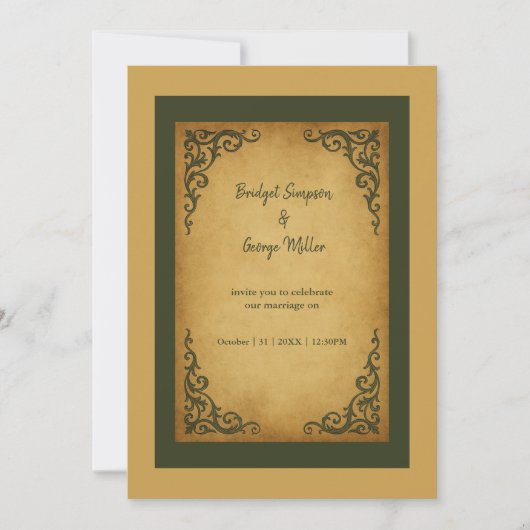 Royal Medieval Vintag Scroll Wedding Einladung (Vorderseite)