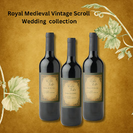 Royal Medieval Vintag Scroll Wedding Weinetikett