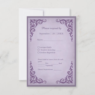 Royal Medieval Vintage Scroll Wedding RSVP Card Karte