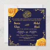 Royal Mehndi Yellow Rose Islamische Hochzeit Einladung (Vorderseite)