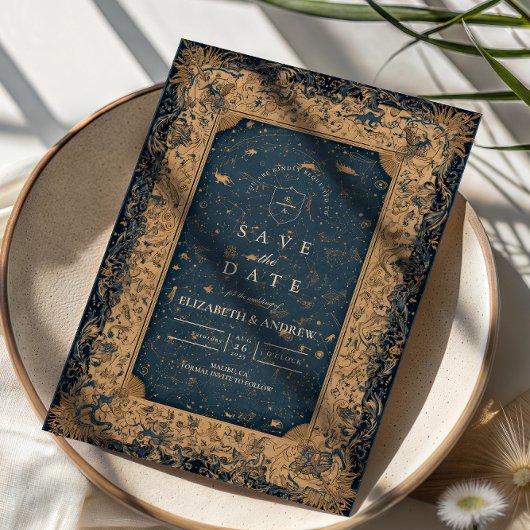 Royal Midnight Celestial Wedding Save The Date