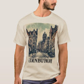 Royal Mile Edinburgh Scotland Distressed Grunge T-Shirt (Vorderseite)