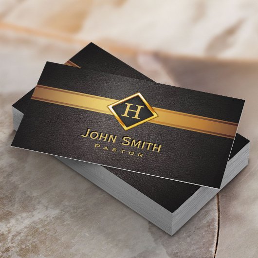 Royal Monogram Gold Label Pastor Business Card Visitenkarte