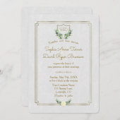 Royal Monogram Gold Wappen Greenerity Wedding Einladung (Vorne/Hinten)