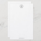 Royal Monogram Wappen Classic Black Personalisiert Briefpapier (Vorne/Hinten)