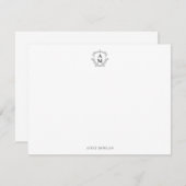Royal Monogram Wappen Classic Black Personalisiert Mitteilungskarte (Vorne/Hinten)