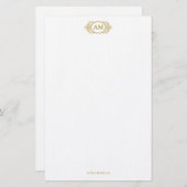 Royal Monogram Wappen Luxury Gold Personalisiert Briefpapier (Vorne/Hinten)