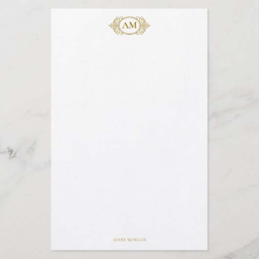 Royal Monogram Wappen Luxury Gold Personalisiert Briefpapier (Vorderseite)