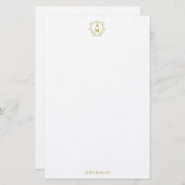 Royal Monogram Wappen Luxury Gold Personalisiert Briefpapier (Vorne/Hinten)