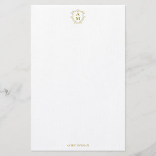 Royal Monogram Wappen Luxury Gold Personalisiert Briefpapier