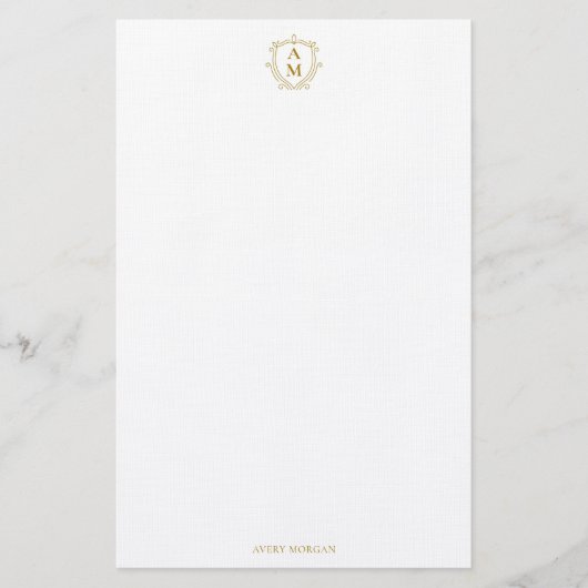 Royal Monogram Wappen Luxury Gold Personalisiert Briefpapier (Vorderseite)