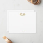 Royal Monogram Wappen Luxury Gold Personalisiert Mitteilungskarte (Vorderseite/Rückseite Beispiel)