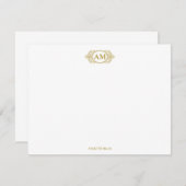 Royal Monogram Wappen Luxury Gold Personalisiert Mitteilungskarte (Vorne/Hinten)