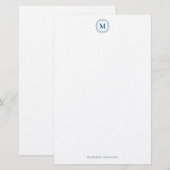 Royal Monogram Wappen Navy Blue Personalisiert Briefpapier (Vorne/Hinten)