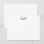 Royal Monogram Wappen Navy Blue Personalisiert Mitteilungskarte (Vorne/Hinten)