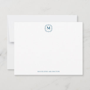 Royal Monogram Wappen Navy Blue Personalisiert Mitteilungskarte