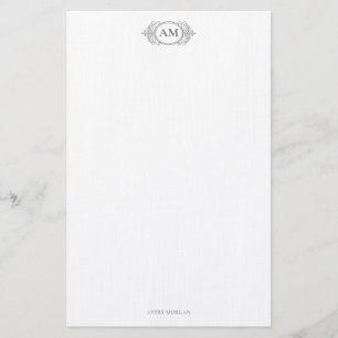 Royal Monogram Wappen Smokey Grau Personalisiert Briefpapier