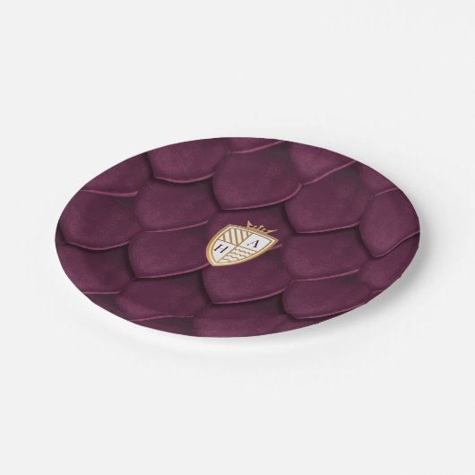 Royal Muse Medieval Dragon Fantasy Monogram Wappen Pappteller (Schrägansicht)