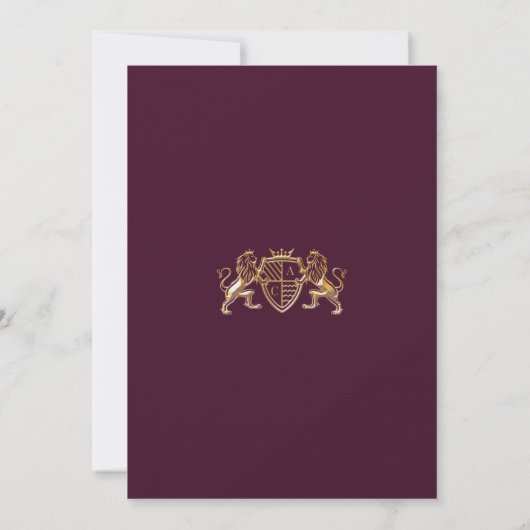 Royal Muse Medieval Fantasy Verziert Plum Wedding Save The Date (Rückseite)
