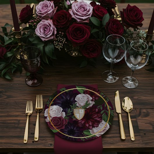 Royal Muse Medieval Fantasy Wappen & Floral Weddin Pappteller