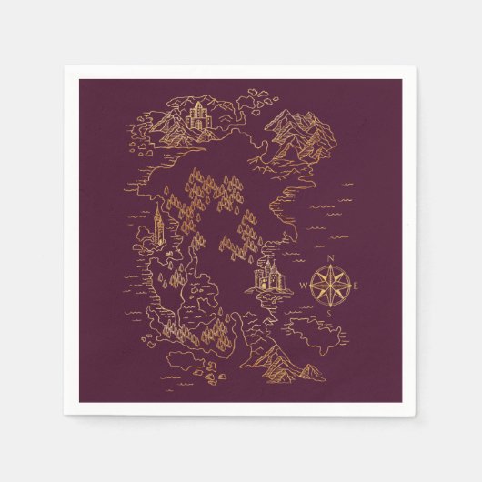 Royal Muse Mittelalterliche Fantasie Alte Weltkart Serviette (Vorderseite)