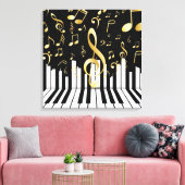 Royal Musiknote Black Gold Piano Keys Leinwanddruck (Insitu (Wohnzimmer))