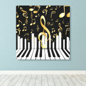 Royal Musiknote Black Gold Piano Keys Leinwanddruck (Insitu (Holzboden))