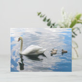 Royal Mute Swan and Cygnets Flat Card (Stehend Vorderseite)
