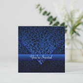 Royal Navy Blau Leopard Party Einladung (Stehend Vorderseite)