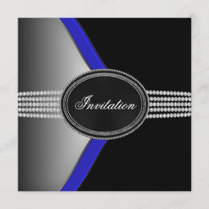 Royal Navy Blau Schwarz Diamant Black Tie Party Einladung