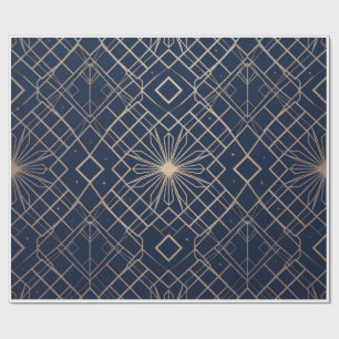 Royal Navy Blau und Gold Art Deco Geometrisch Naht Geschenkpapier