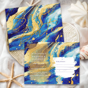 Royal Navy Blau und Gold Hochzeit Save the Date Ankündigungspostkarte