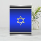 Royal Navy Blue Bar Mitzvah Einladung (Stehend Vorderseite)