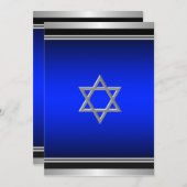 Royal Navy Blue Bar Mitzvah Einladung (Vorne/Hinten)